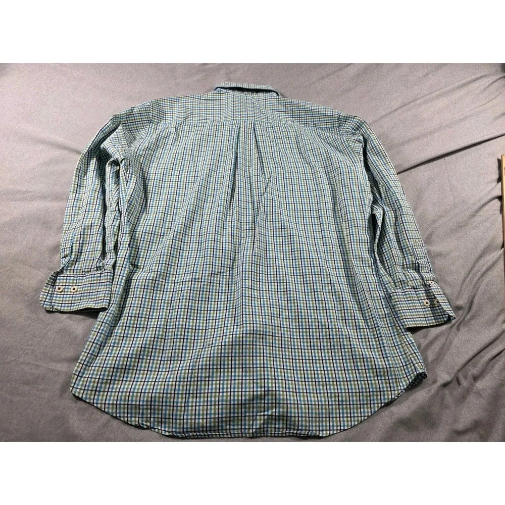 Peter‎ Millar Shirt Mens Large Blue Green Button Up L/S Plaid Casual Preppey